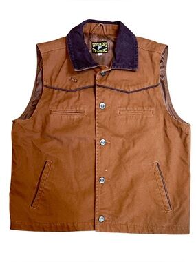 Men's Wyoming Traders Brown Workwear Vest with Contrast Collar. Size M